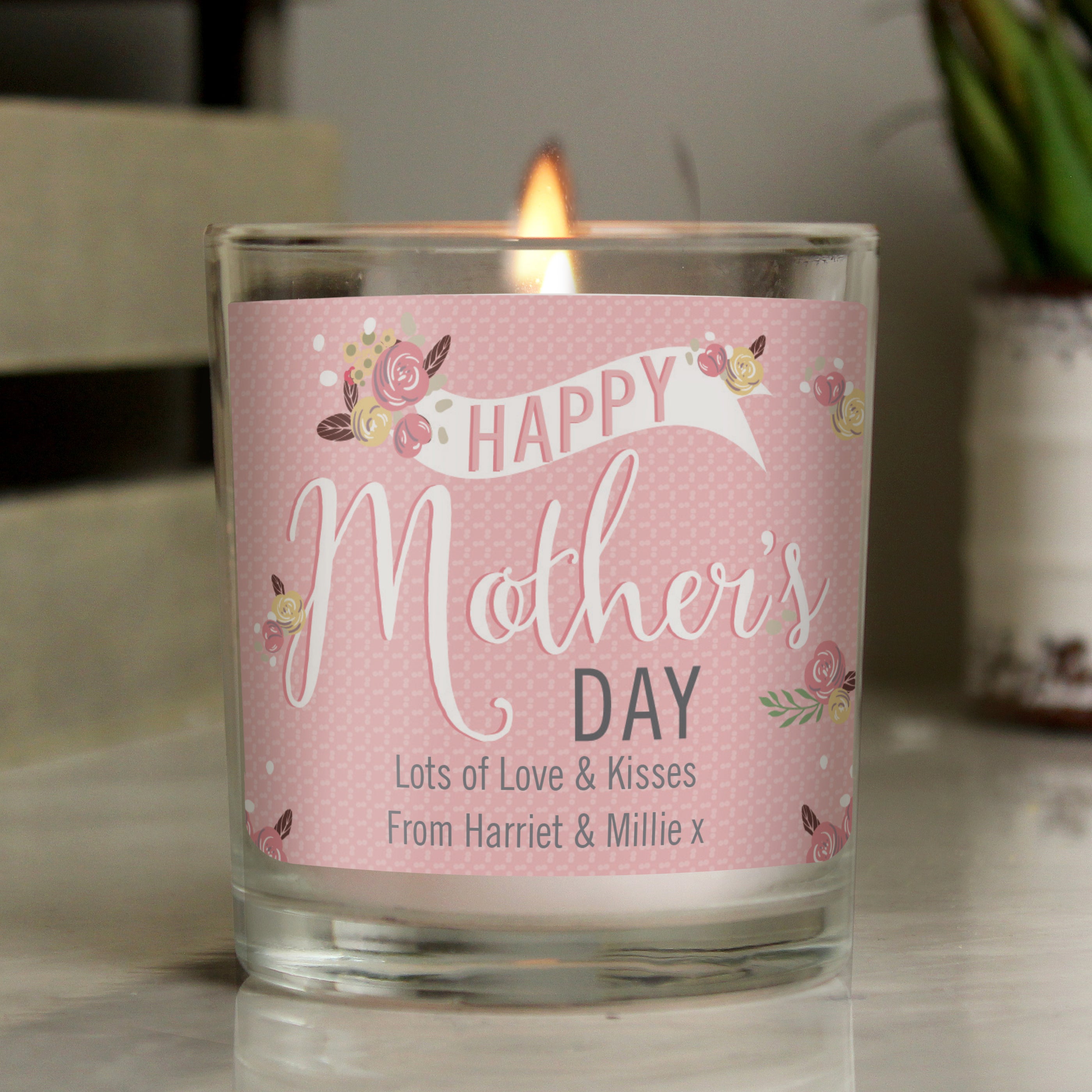 Personalised Mother Baby Candle, Happy Mother's Day, Mum and Baby