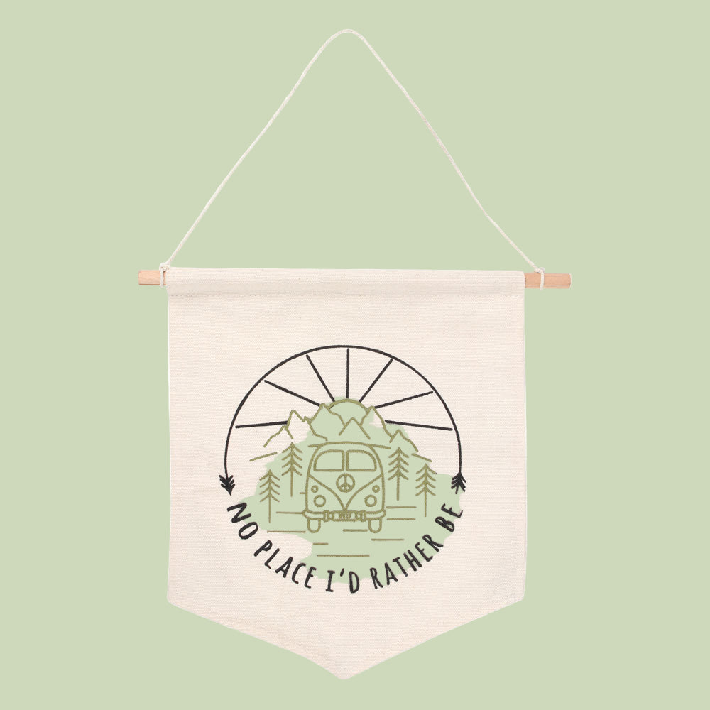 Happy Camper Hanging Fabric Flag