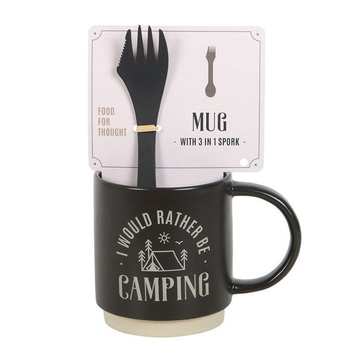 “I’d Rather Be Camping” Mug with 3-in-1 Spork Camping Gift