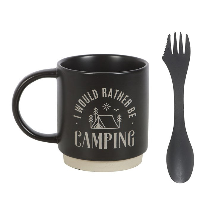 “I’d Rather Be Camping” Mug with 3-in-1 Spork Camping Gift