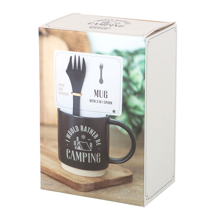 “I’d Rather Be Camping” Mug with 3-in-1 Spork Camping Gift