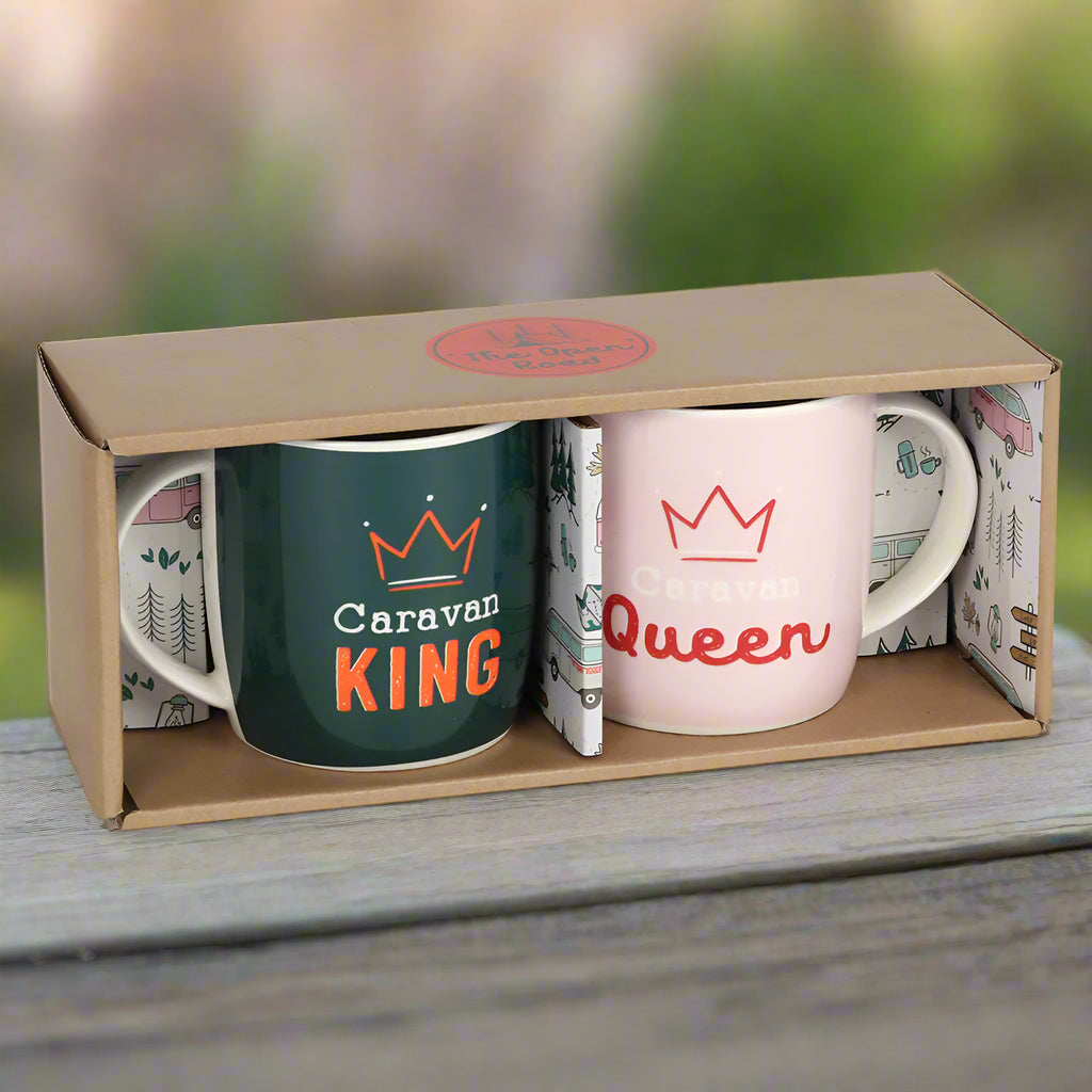 Caravan King & Queen Camping Mug Set