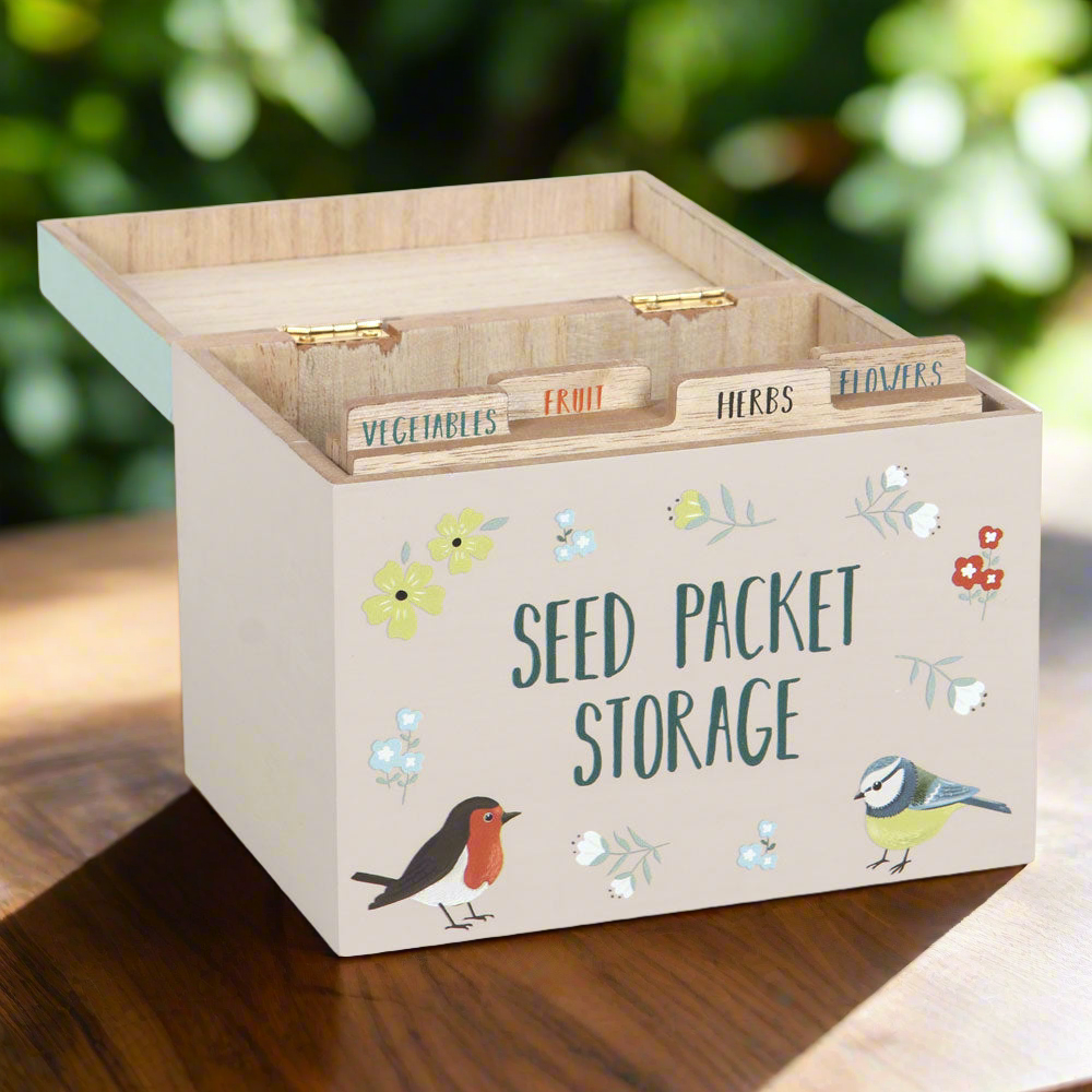 British Garden Birds Seed Packet Storage Box