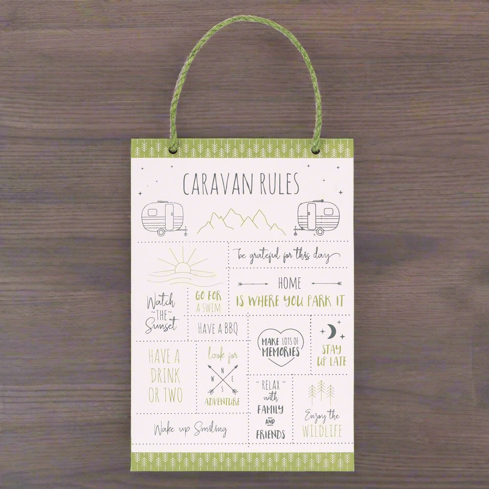 30cm Happy Camper Caravan Rules Hanging Sign