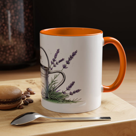 Accent Coffee Mug with Lavender Design for Gardeners