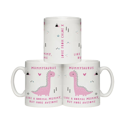 Personalised More Awesome Pink Dinosaur Mug