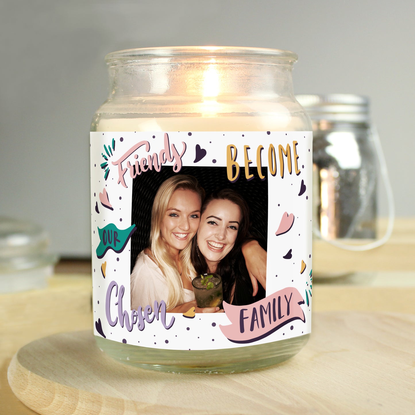 Personalised Chosen Family Photo Upload Large Scented Jar Candle