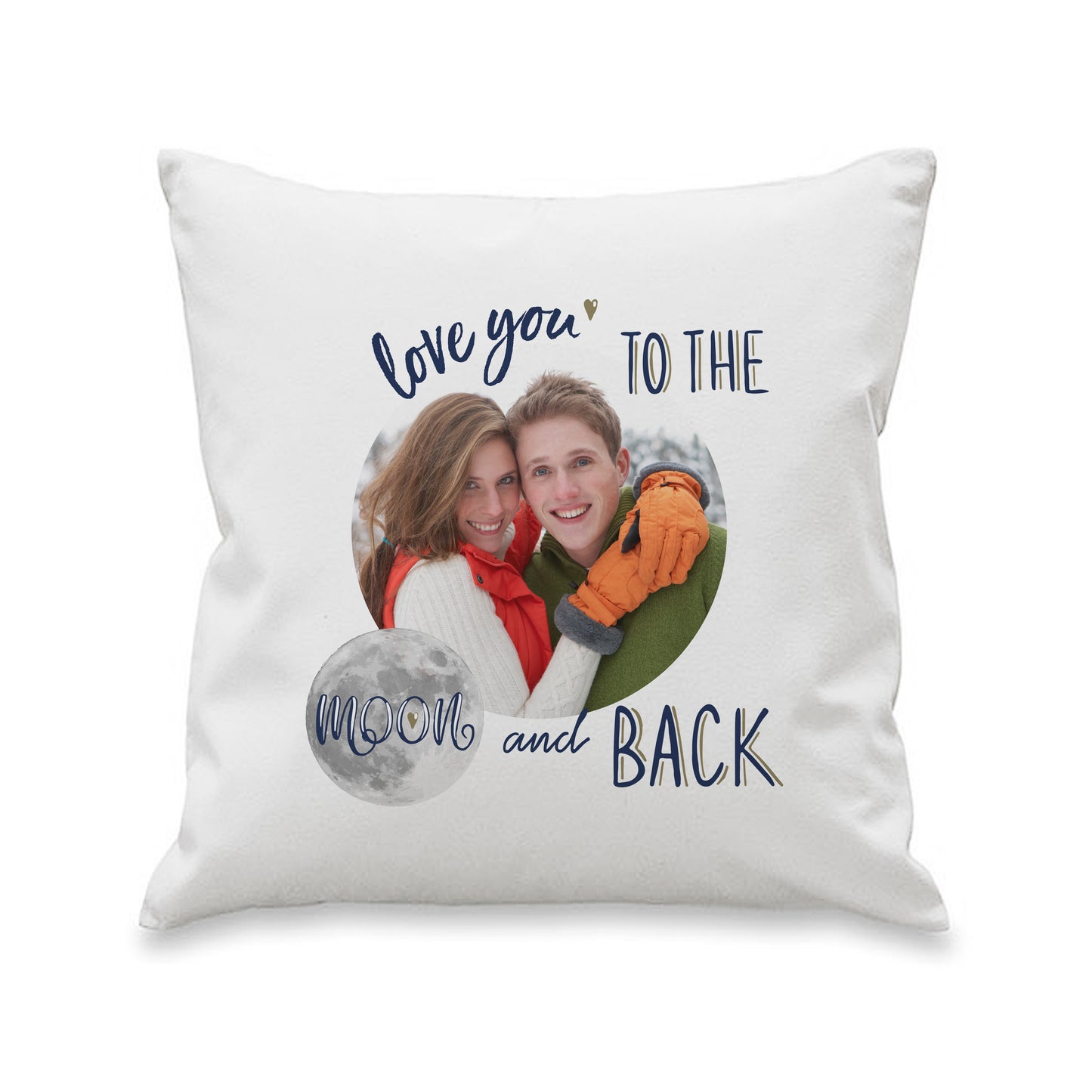 Personalised Moon & Back Photo Upload Cushion