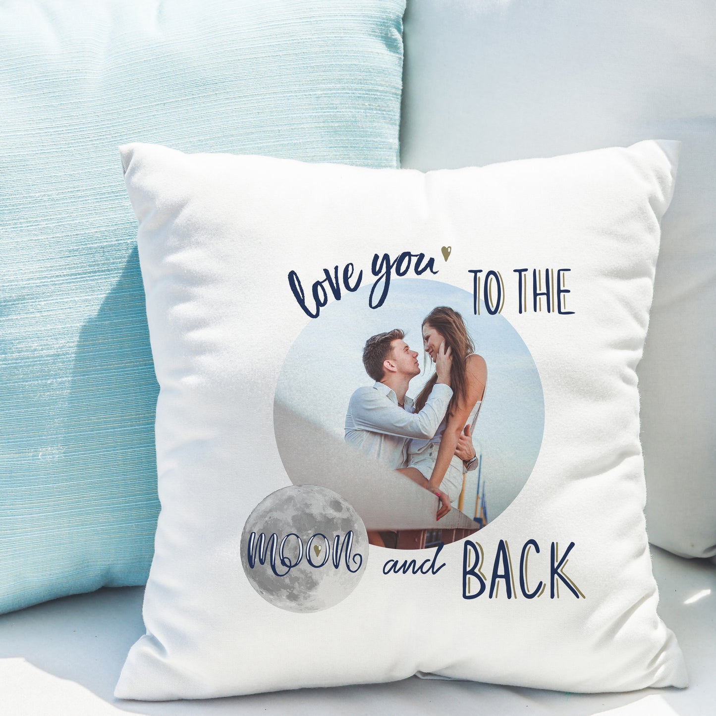 Personalised Moon & Back Photo Upload Cushion