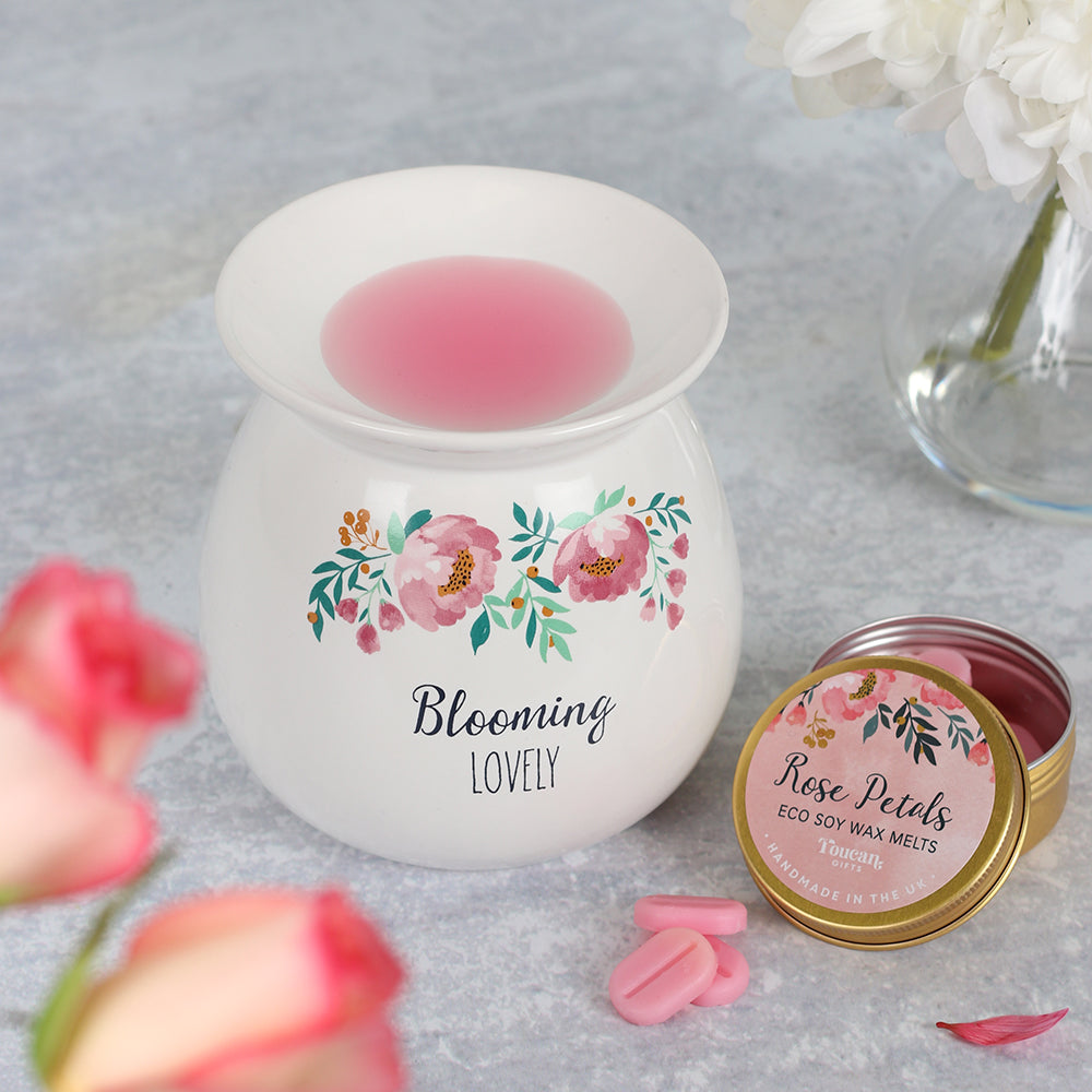 Large Blooming Lovely Wax Melt Burner Gift Set