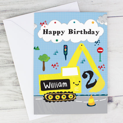 Personalised Digger Birthday Card