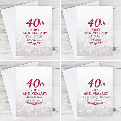 Personalised 40th Ruby Anniversary Card