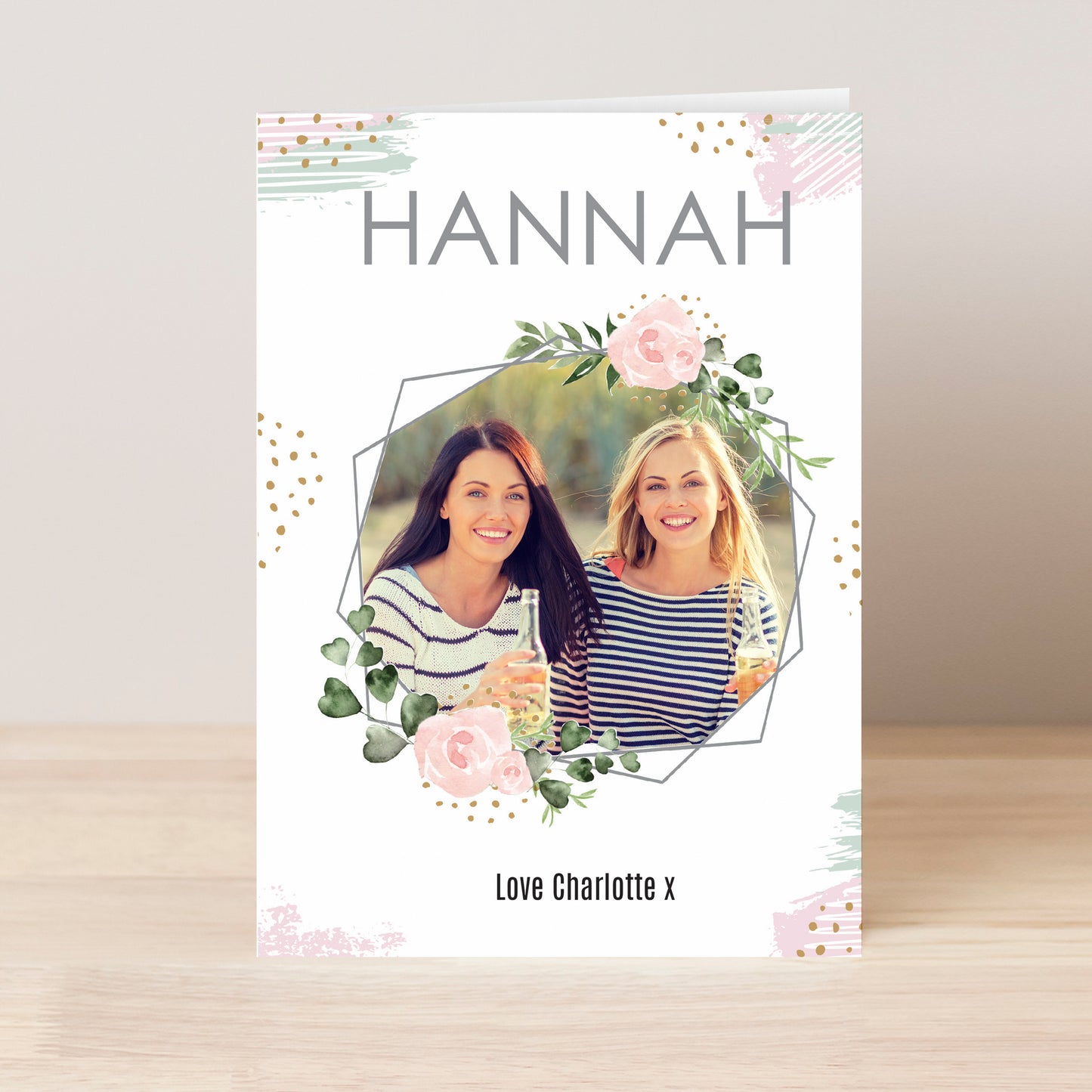 Personalised Floral Abstract Photo Upload Card