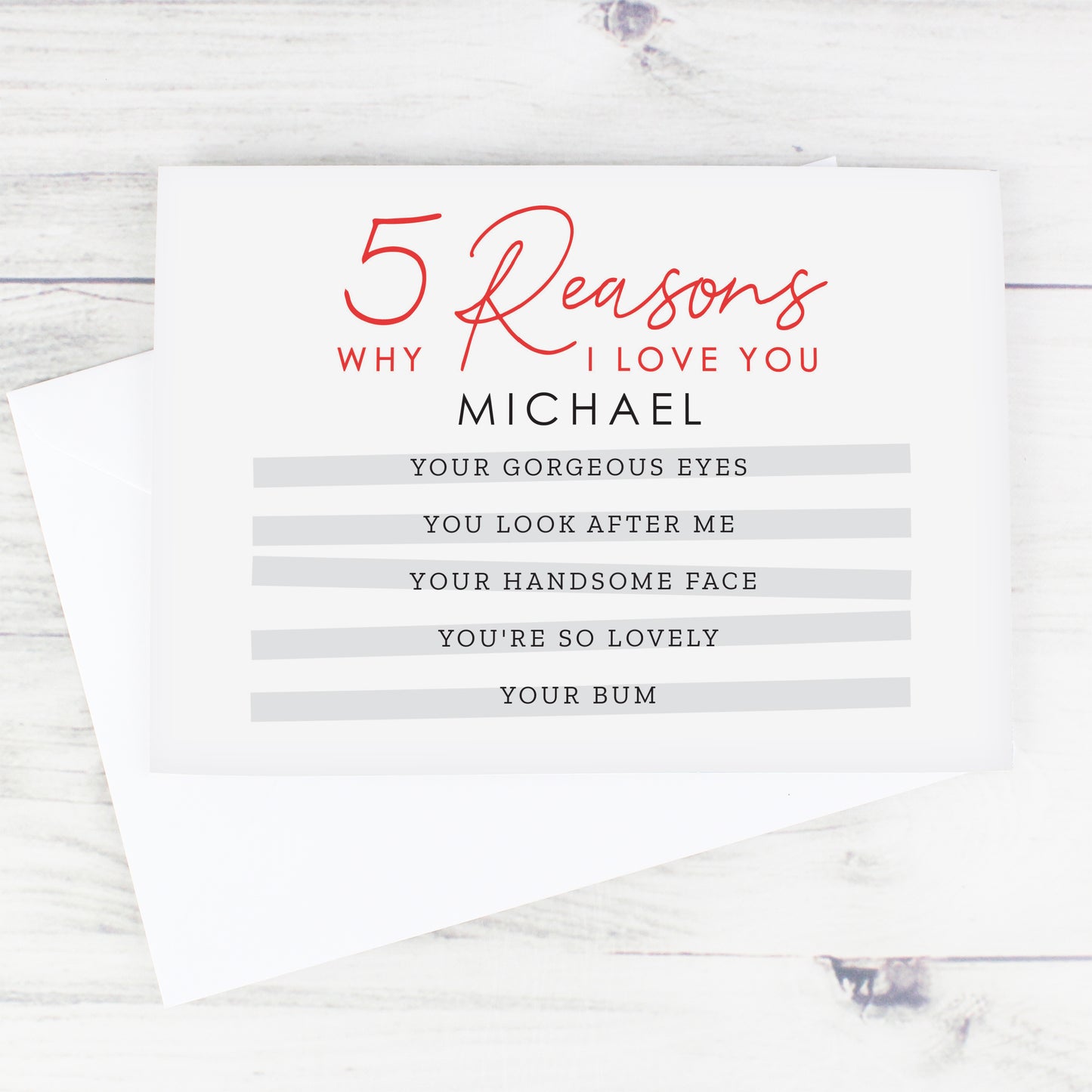 Personalised 5 Reasons Why Card