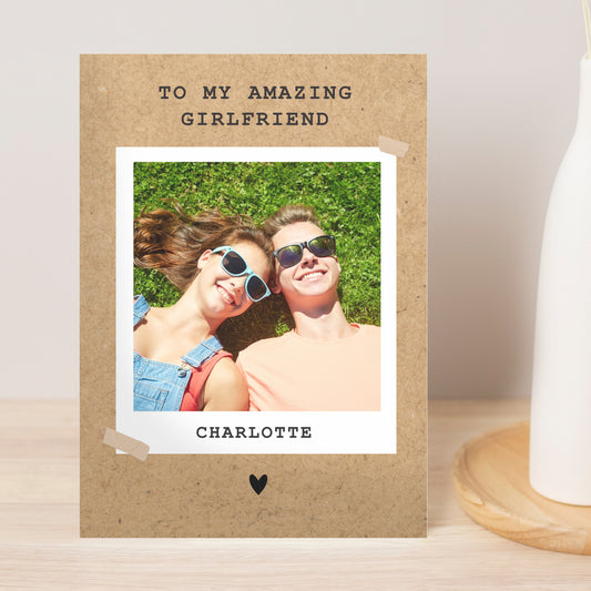 Personalised Rustic Polaroid Photo Upload Card