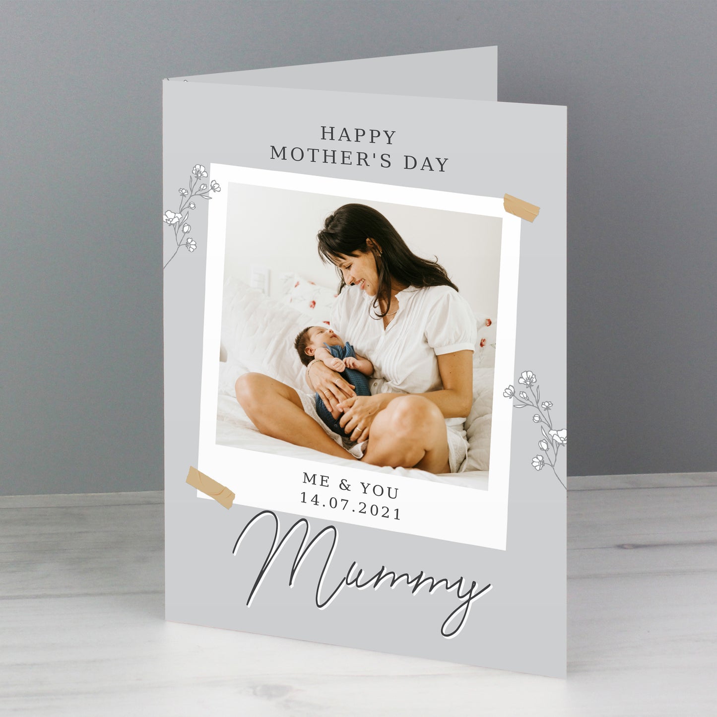 Personalised Grey Snapshot Photo Upload Greeting Card