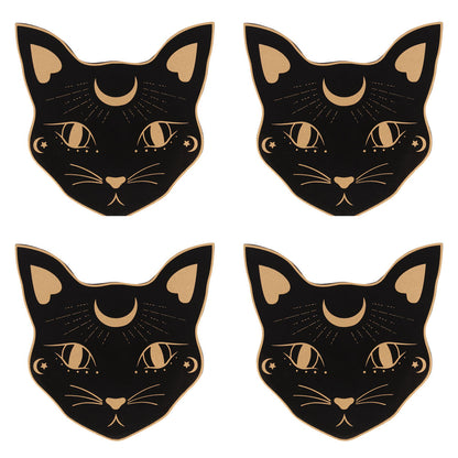 Mystic Mog Cat Face Coaster Set