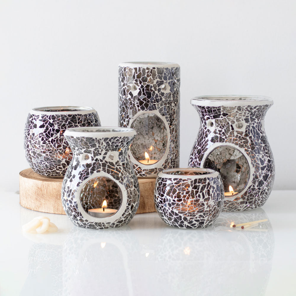 Pillar Gunmetal Grey Crackle Oil Burner