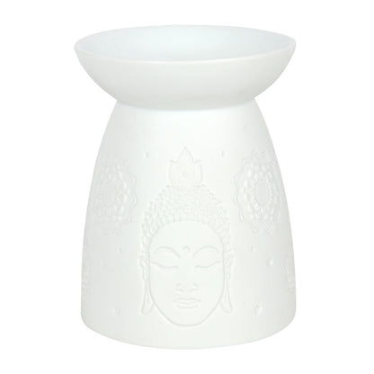 White Ceramic Buddha Face Oil Burner