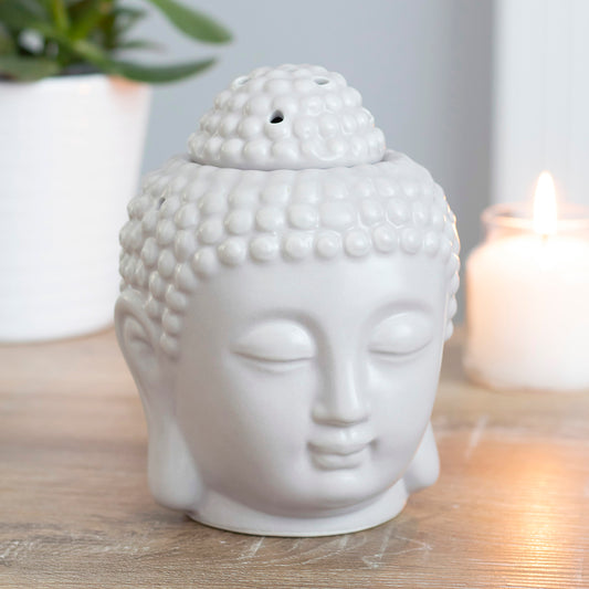 Small Grey Buddha Head Oil Burner