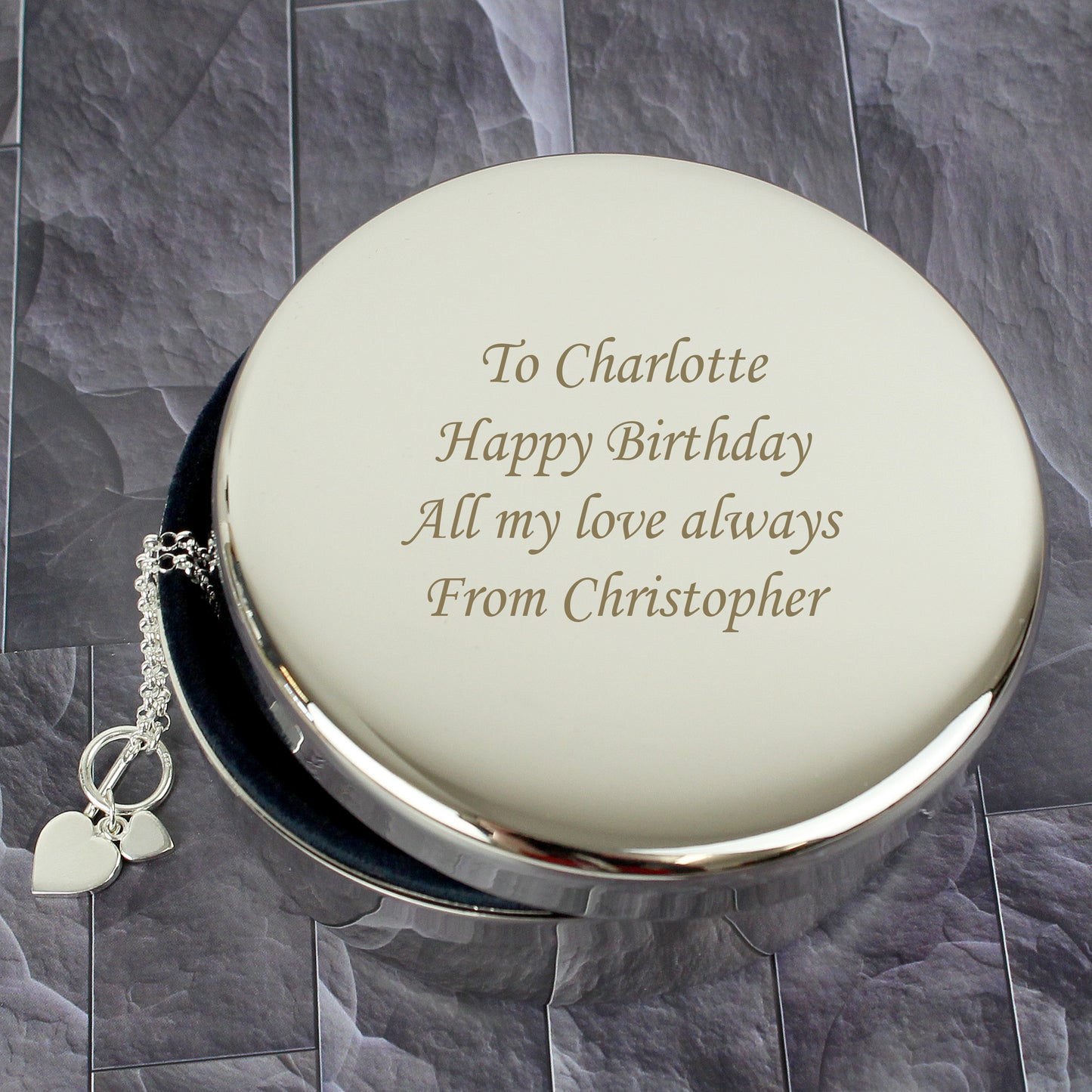 Personalised Round Trinket Box