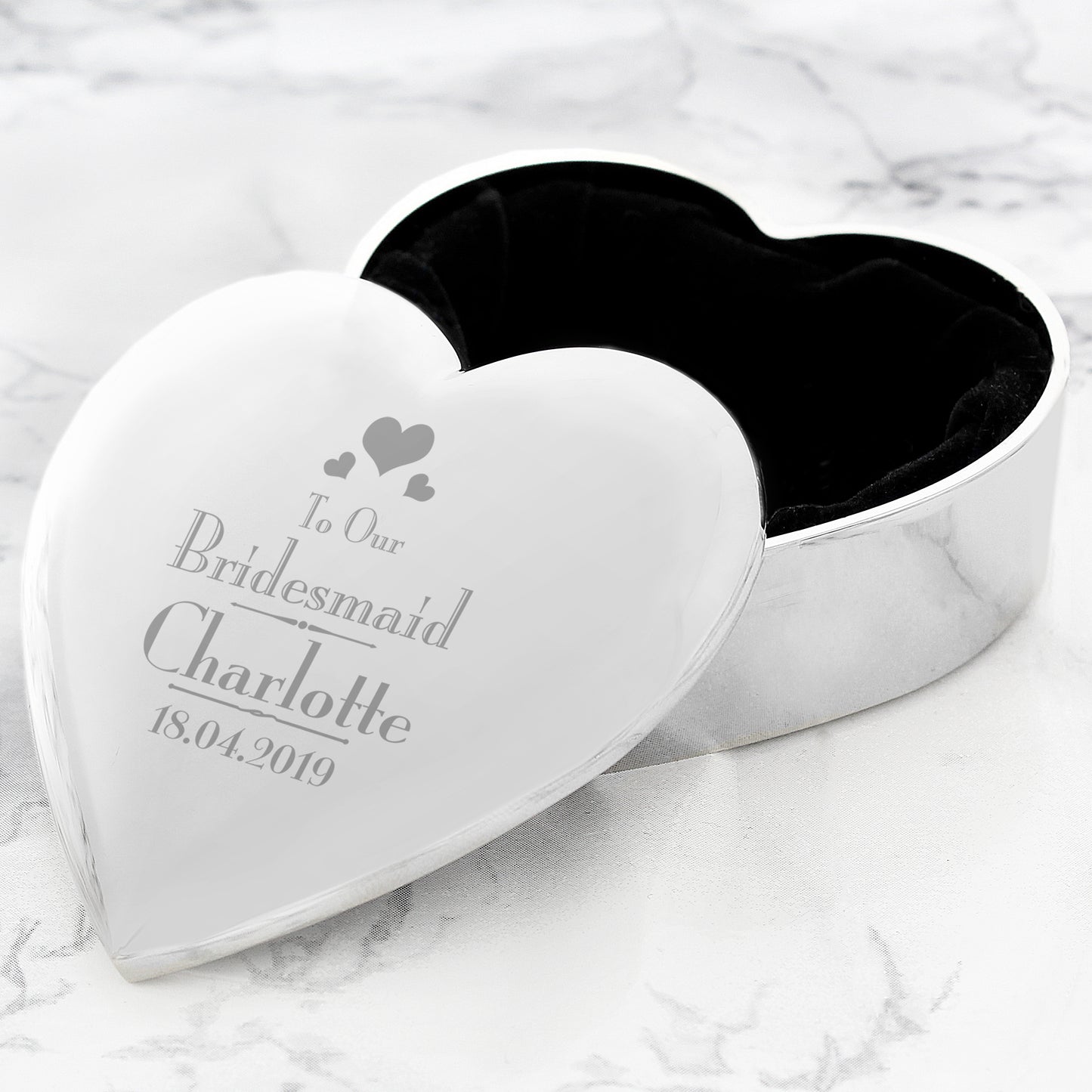 Personalised Decorative Wedding Bridesmaid Heart Trinket Box