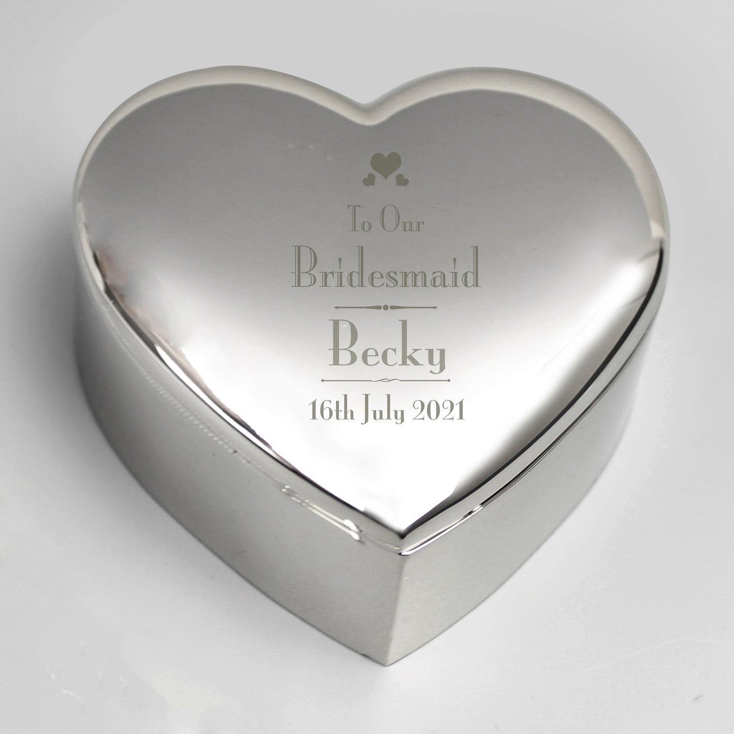 Personalised Decorative Wedding Bridesmaid Heart Trinket Box