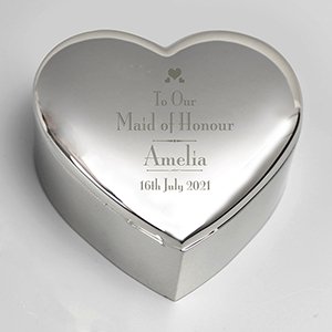 Personalised Decorative Wedding Maid of Honour Heart Trinket Box