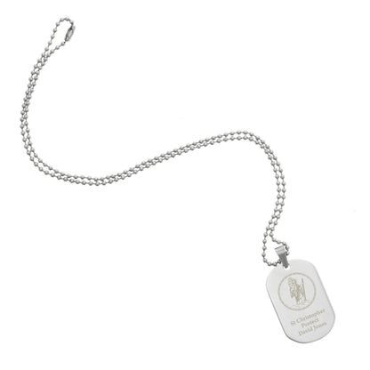 Personalised St Christopher Stainless Steel Dog Tag Necklace