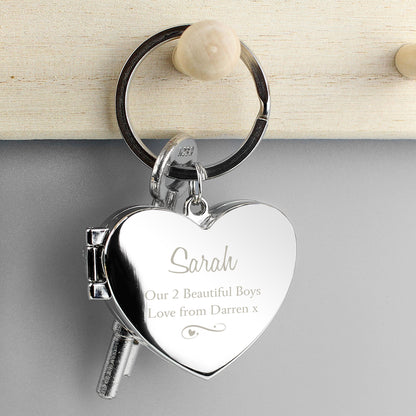 Personalised Swirl Heart Photoframe Keyring