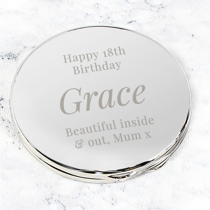 Personalised Free Text Compact Mirror