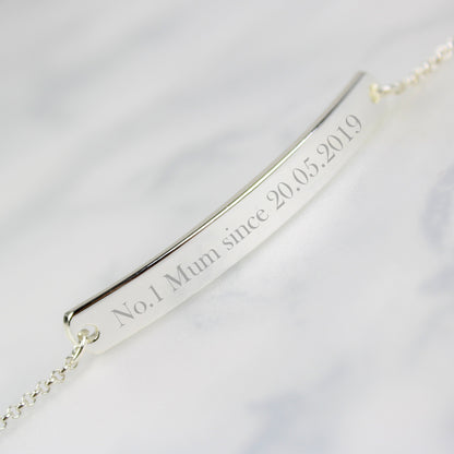 Personalised Silver Tone Bar Bracelet