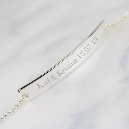 Personalised Silver Tone Bar Bracelet