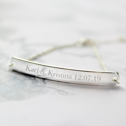 Personalised Silver Tone Bar Bracelet