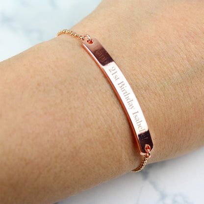 Personalised Rose Gold Tone Bar Bracelet