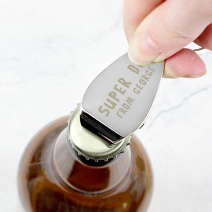 Personalised Super Dad Bottle Opener Keyring