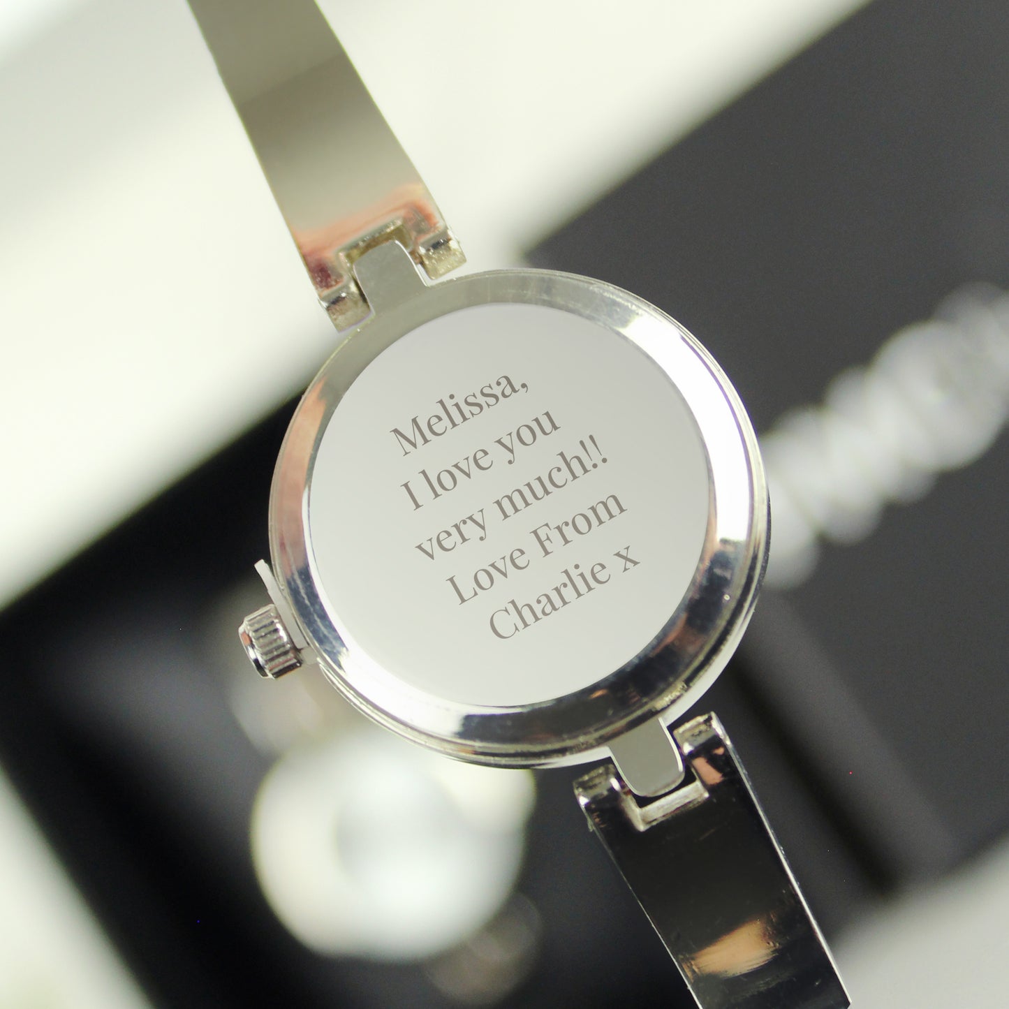 Personalised Silver Ladies Watch With Silver Slider Clasp