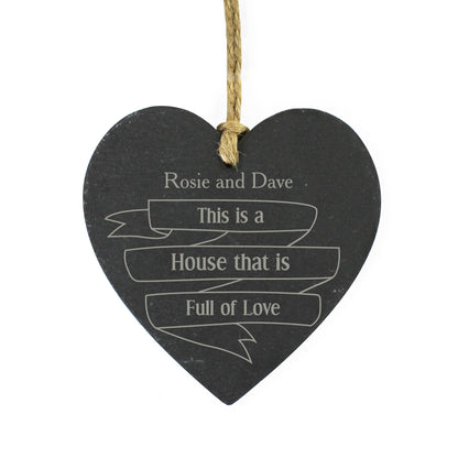 Personalised Garden Bloom Slate Heart Decoration