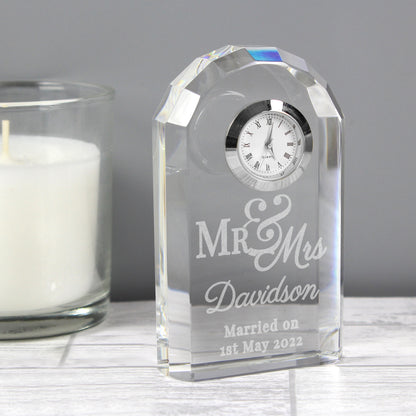 Personalised Mr & Mrs Crystal Clock