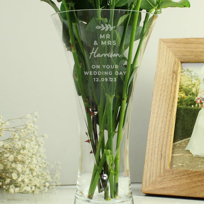 Personalised Free Text Botanical Hand Cut Diamante Heart Vase