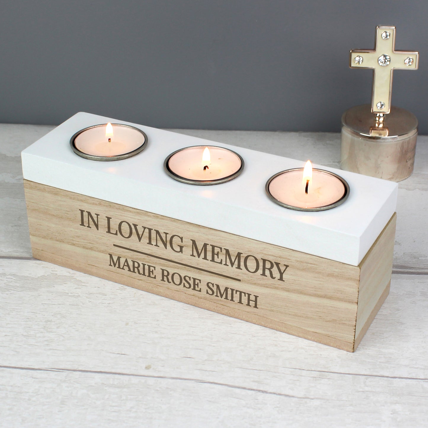 Personalised Classic Triple Tea Light Box