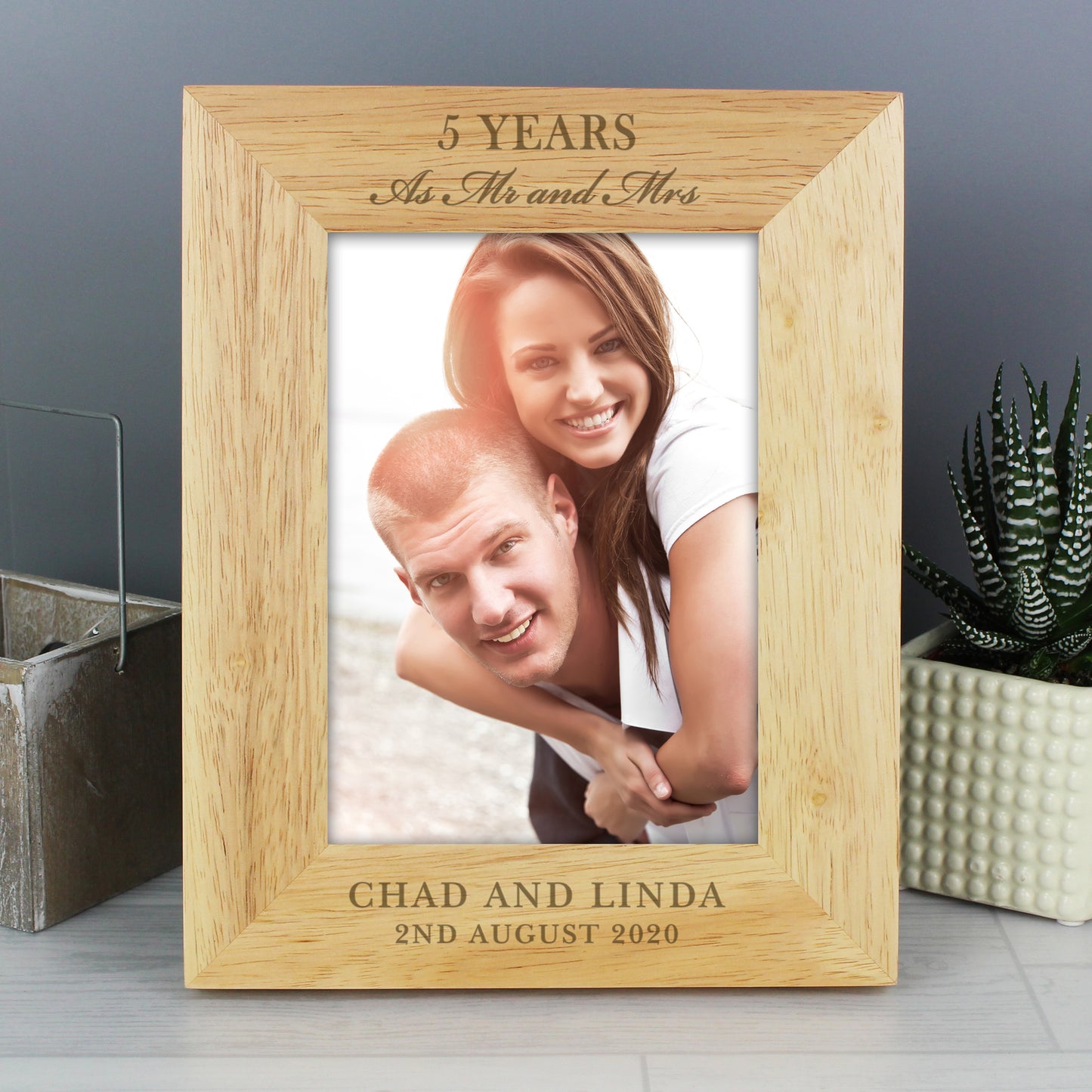 Personalised Anniversary 5x7 Wooden Photo Frame