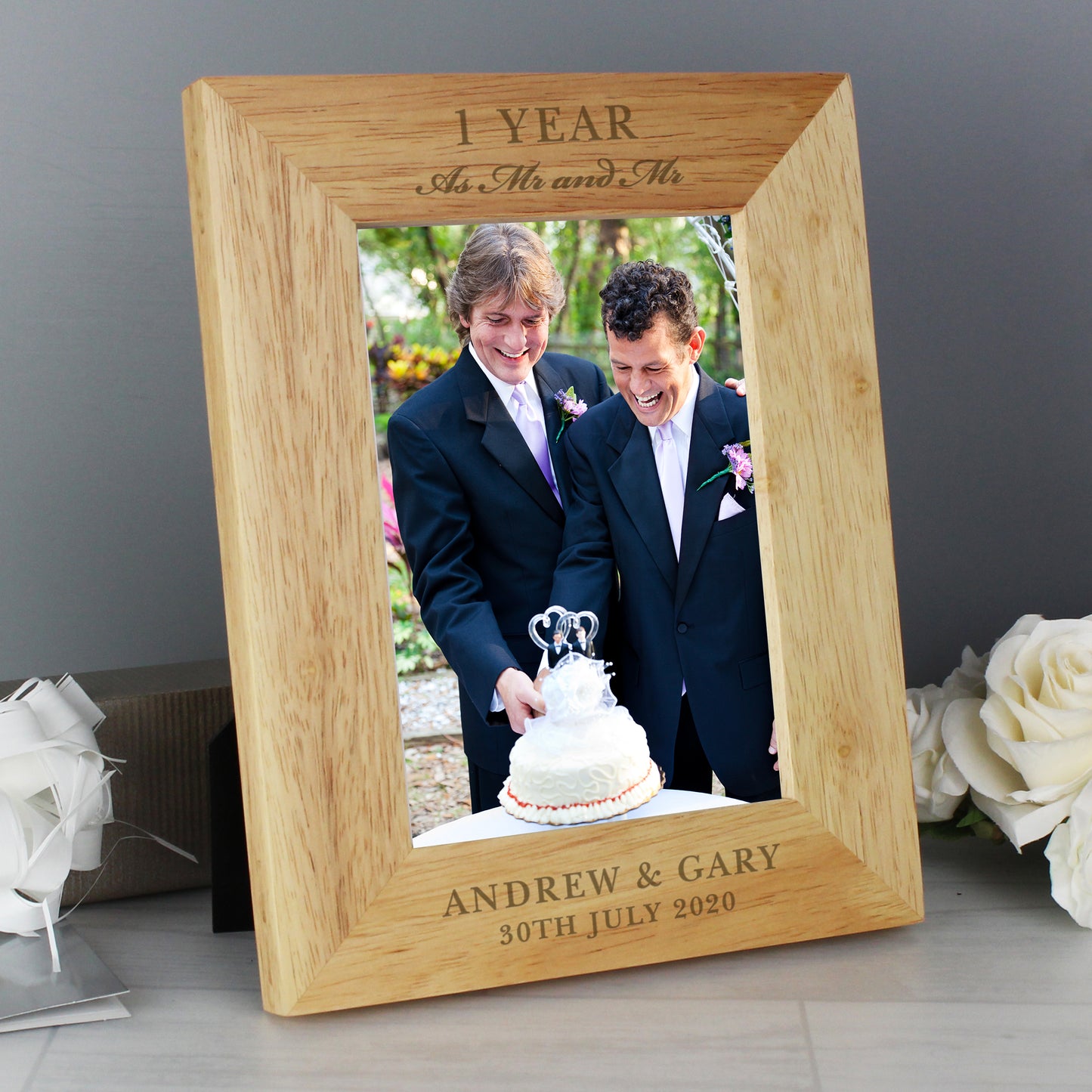 Personalised Anniversary 5x7 Wooden Photo Frame