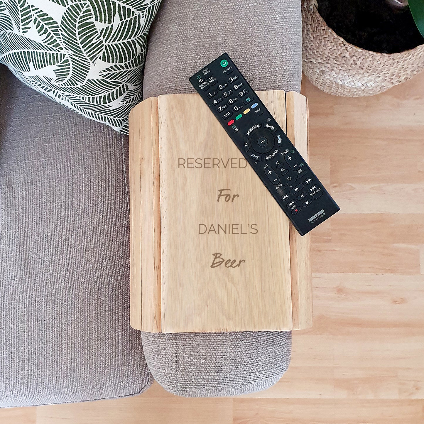 Personalised Free Text Wooden Sofa Tray