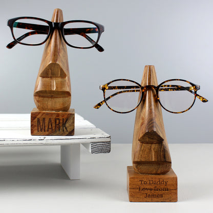 Personalised Wooden Nose-Shaped Glasses Holder