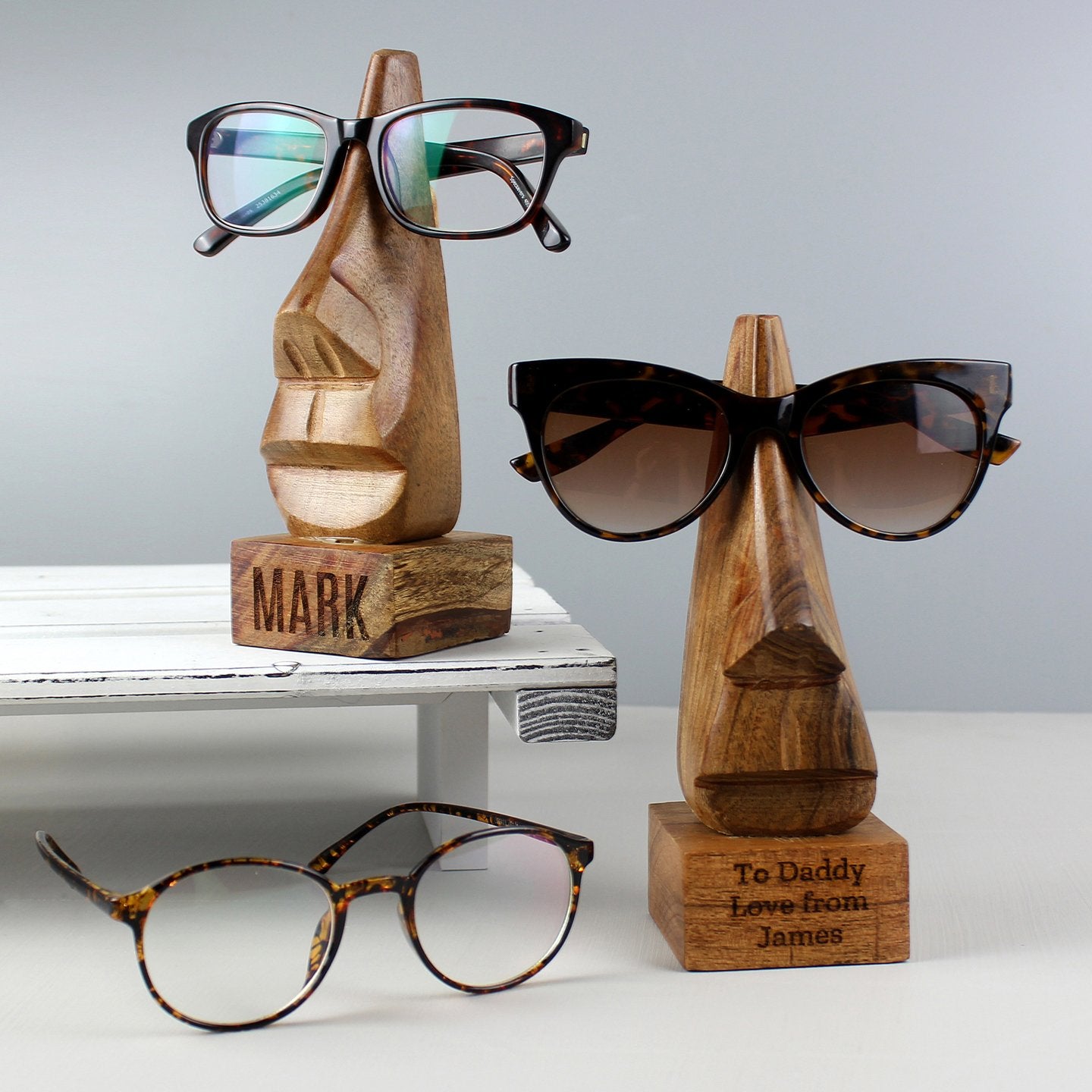 Personalised Wooden Nose-Shaped Glasses Holder