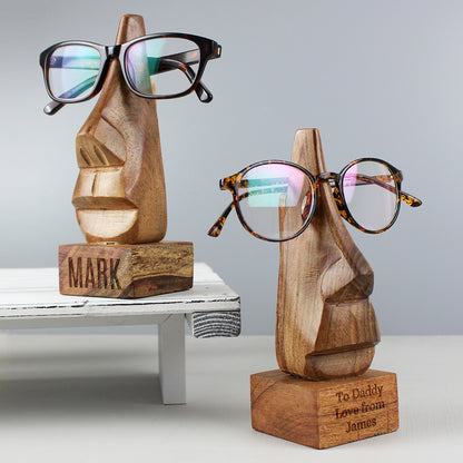 Personalised Wooden Nose-Shaped Glasses Holder