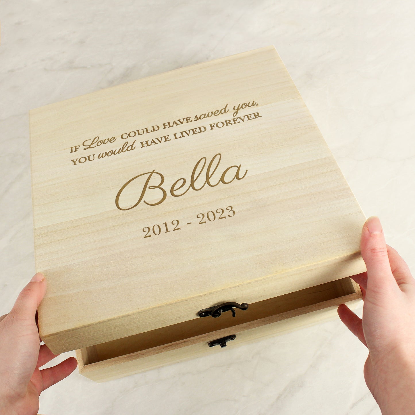 Personalised Pet Memorial Large Wooden Keepsake Box