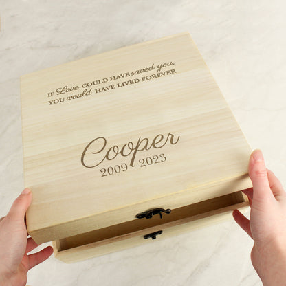 Personalised Pet Memorial Large Wooden Keepsake Box