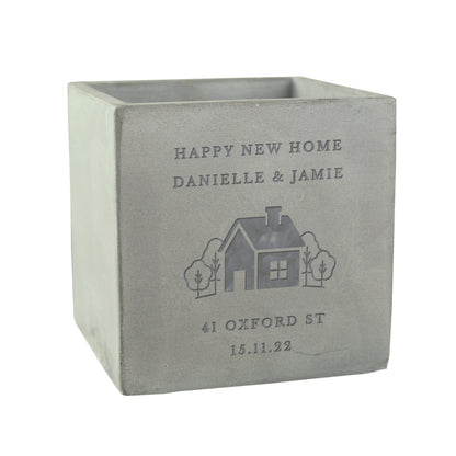 Personalised New Home Concrete Plant Pot